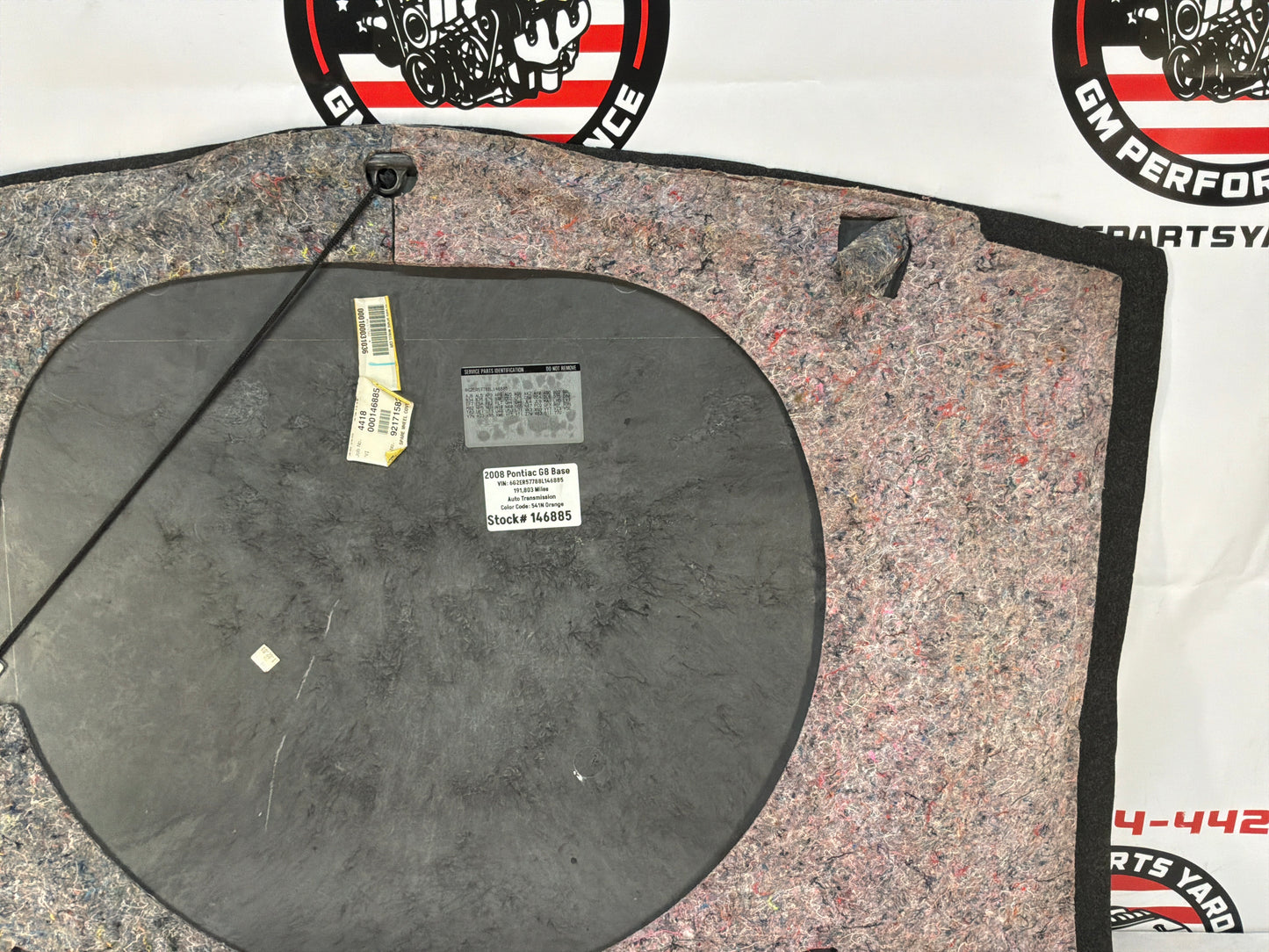 2008 Pontiac G8 Base Spare Tire Trunk Compartment Floor Carpet Mat Panel Cover OEM