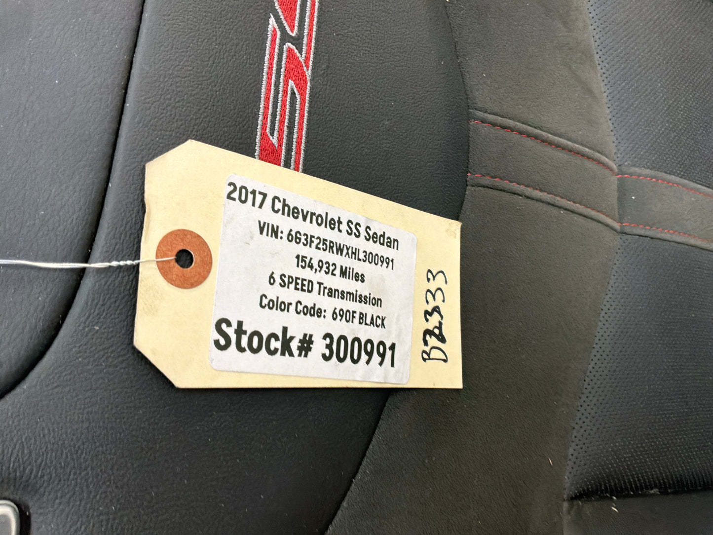 2017 Chevy SS Sedan RH Passenger Front Seat Black Leather Alcantara Suede OEM