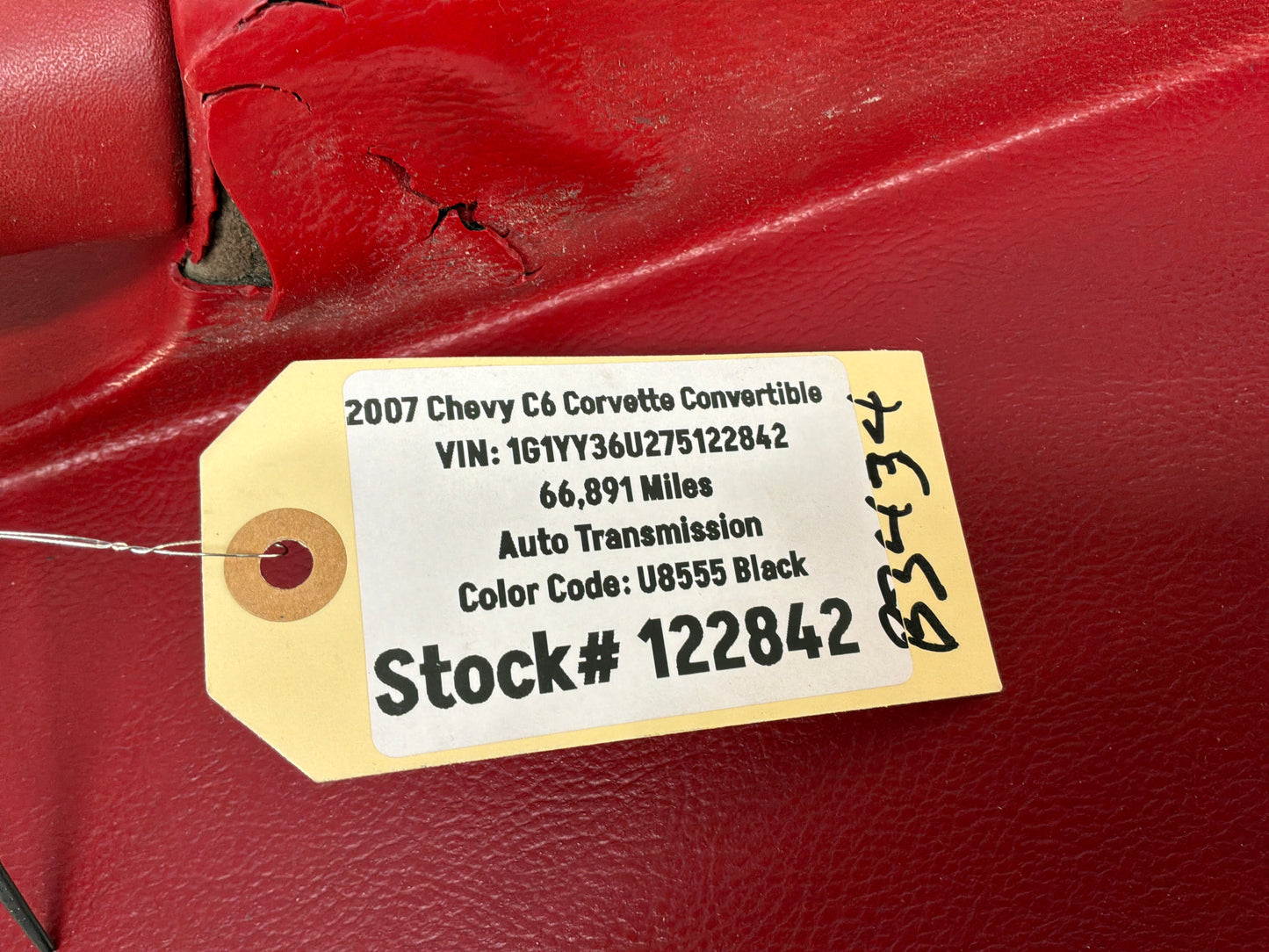 2007 Chevy C6 Corvette Convertible LH Driver Interior Door Panel Red OEM