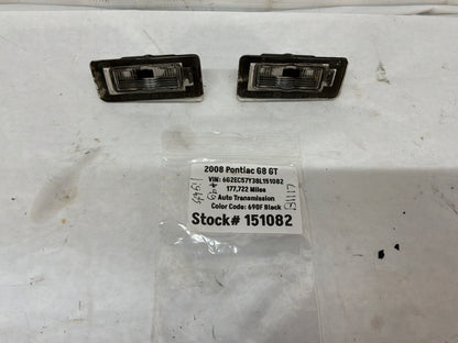 2008 Pontiac G8 GT Trunk Deck Lid License Plate Tag Lights Lamps Housings OEM