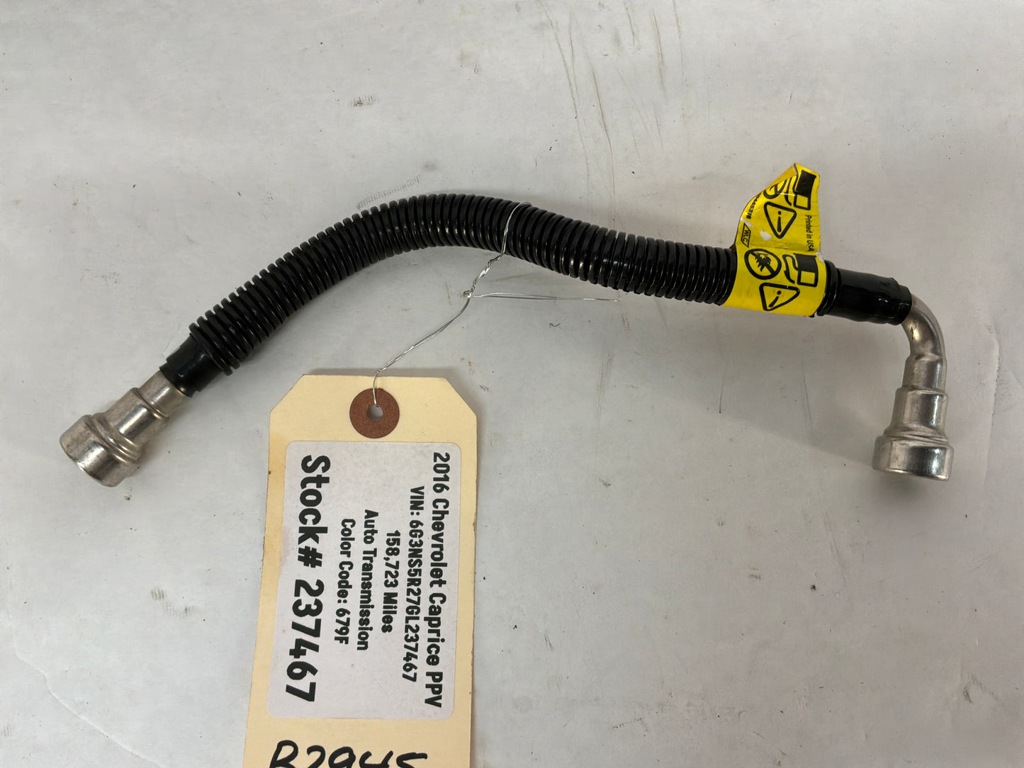 2016 Chevy Caprice PPV Fuel Rail Gas Line Hose Tube OEM