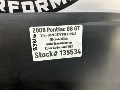 2008 Pontiac G8 GT Trunk Wall Cover Trim 92213099 OEM