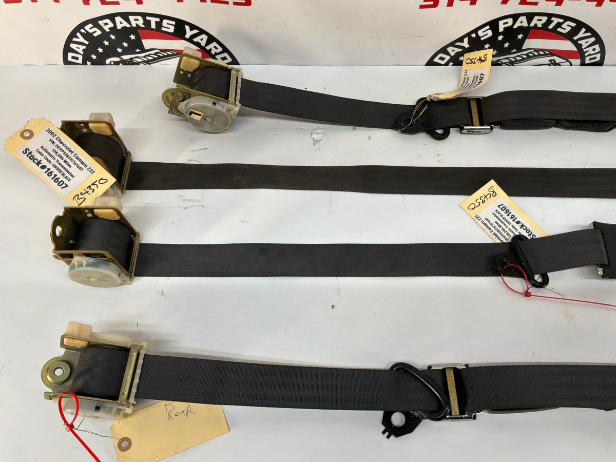 2002 Chevy Camaro Z28 Front & Rear Seatbelt Seat Belts Retractors w/ Buckles Holders Ebony OEM w/ Buckles Holders Ebony OEM