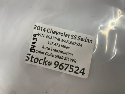 2014 Chevy SS Sedan Fuel Tank Gas Door Cover Silver OEM