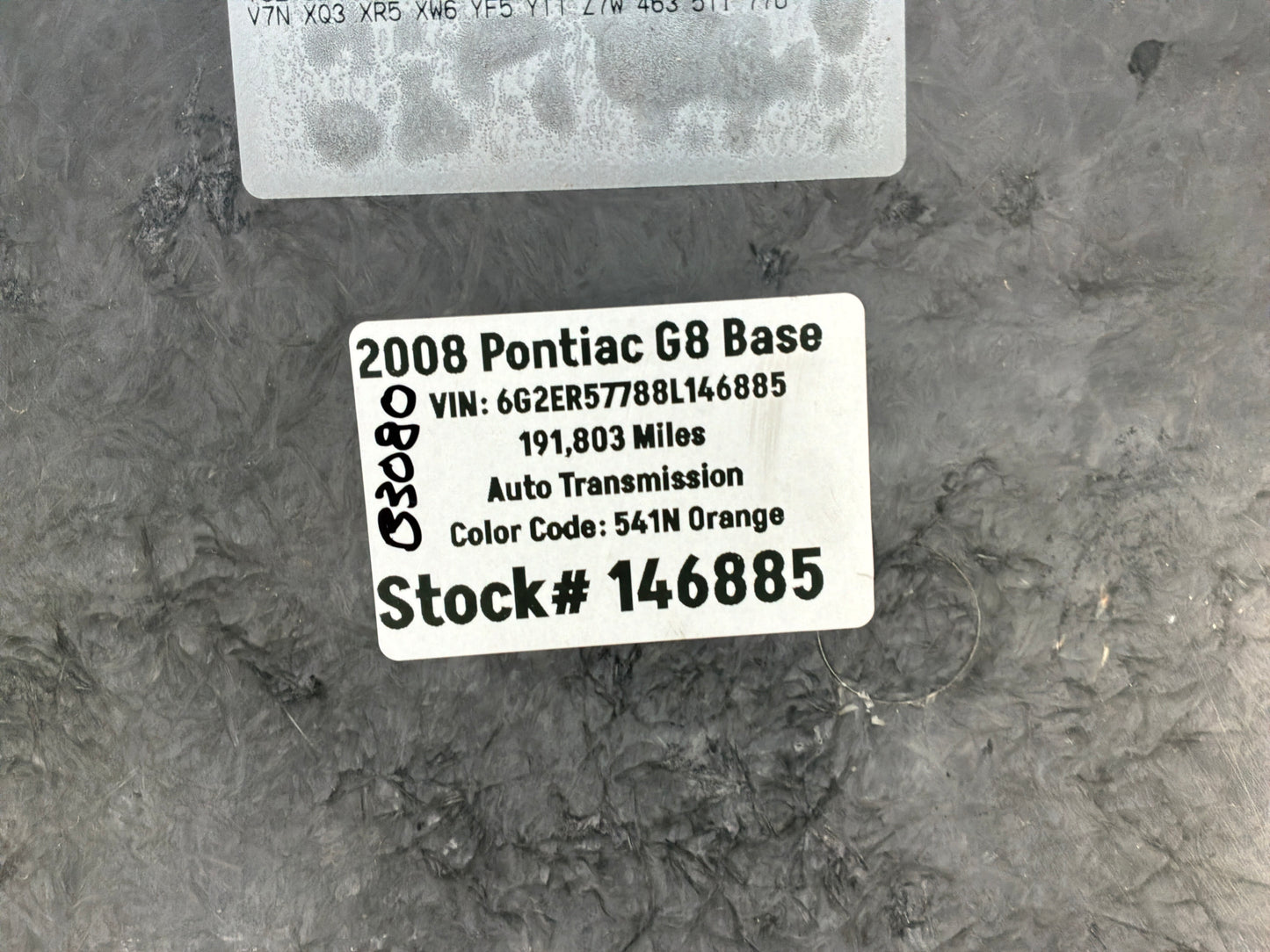 2008 Pontiac G8 Base Spare Tire Trunk Compartment Floor Carpet Mat Panel Cover OEM