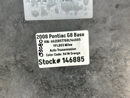 2008 Pontiac G8 Base Spare Tire Trunk Compartment Floor Carpet Mat Panel Cover OEM