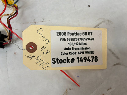 2008 Pontiac G8 RH Passenger Tail Light Taillight Lamp Wire Wiring Harness OEM