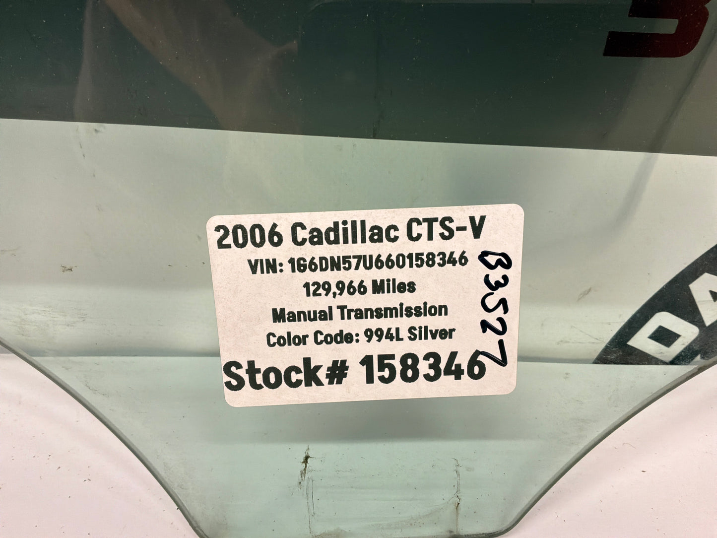 2006 Cadillac CTS-V LH Driver Front Door Window Glass OEM
