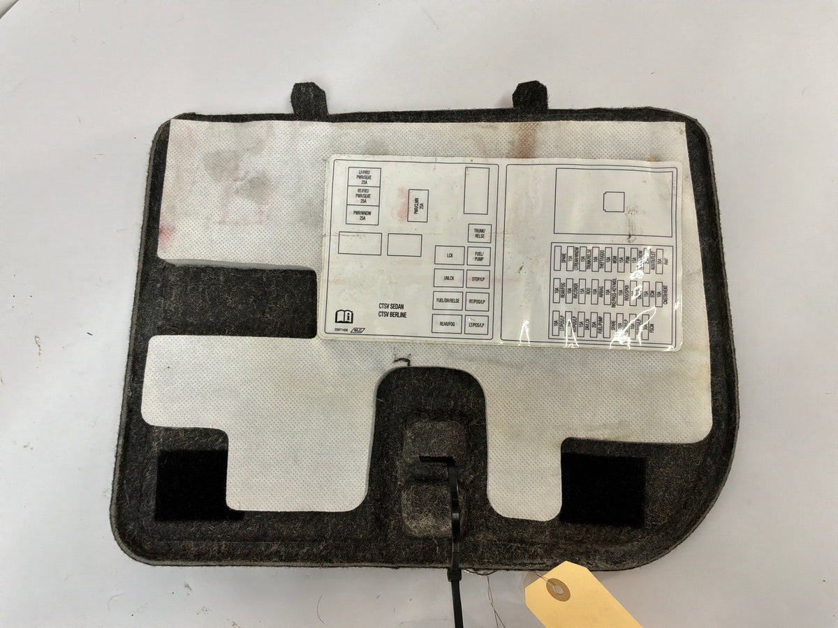 2009 Cadillac CTS-V Trunk Interior Compartment Fuse Box Block Cover Lid Door OEM
