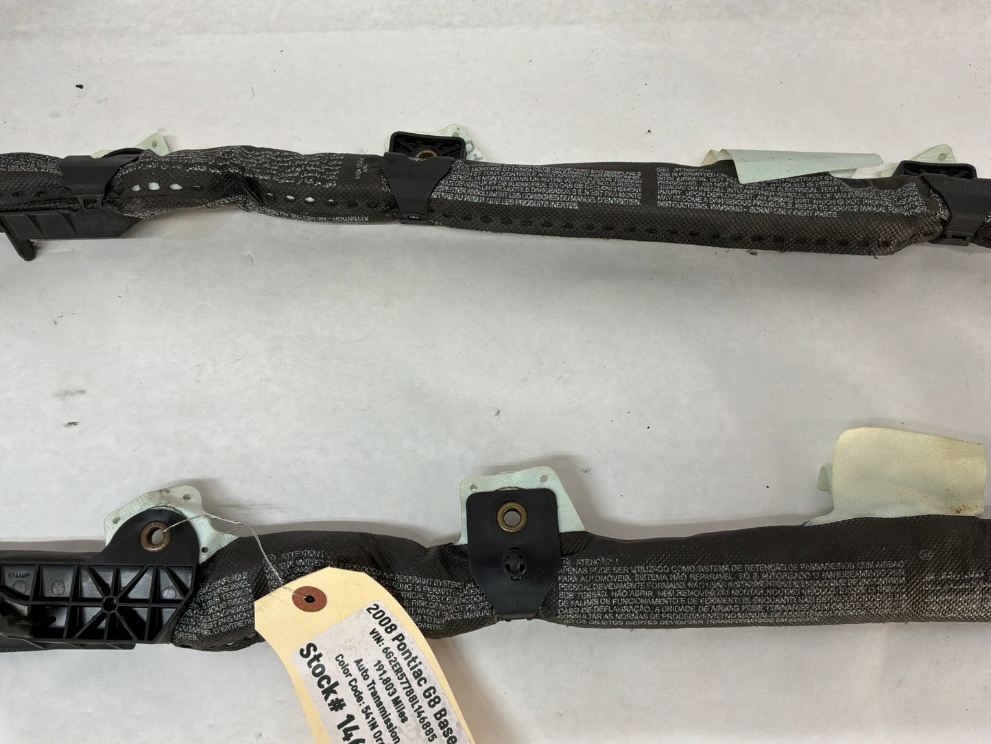 2008 Pontiac G8 Base RH & LH Roof Side Rail Curtain Airbag Air Bag Set OEM