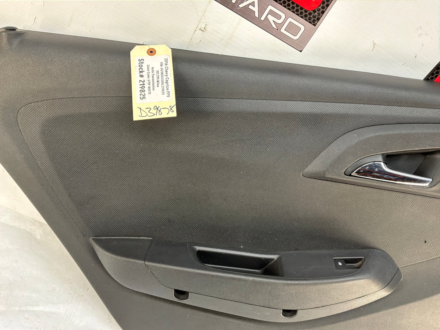 2016 Chevy Caprice PPV LH Driver Rear Door Panel OEM