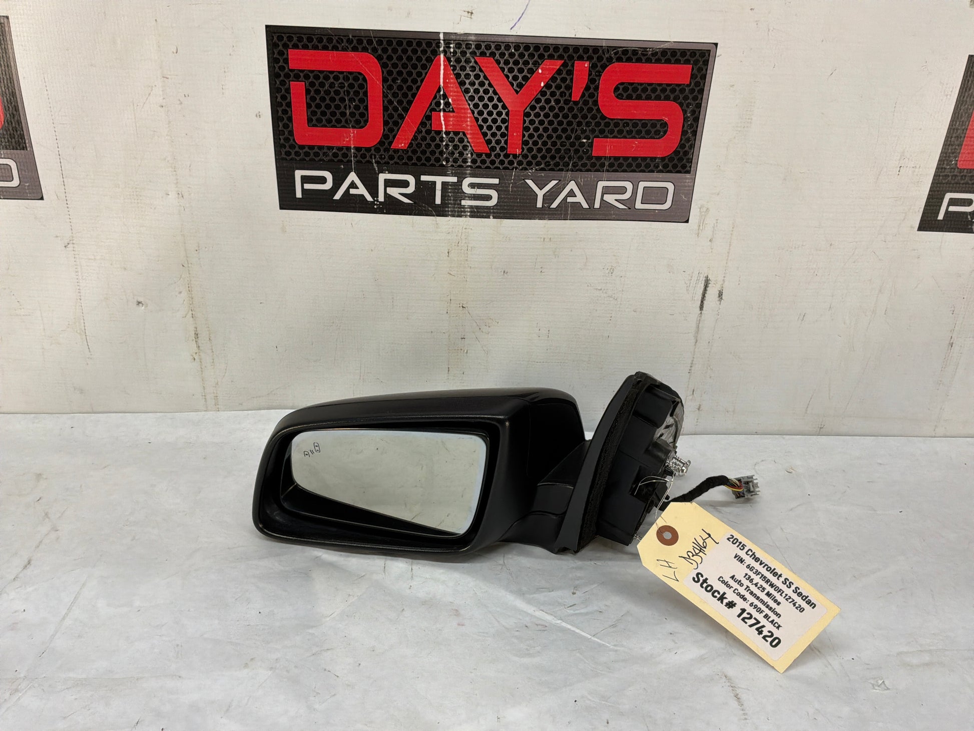 2017 Chevy SS Sedan LH Driver Exterior Side Mirror Black OEM - Day's Parts Yard