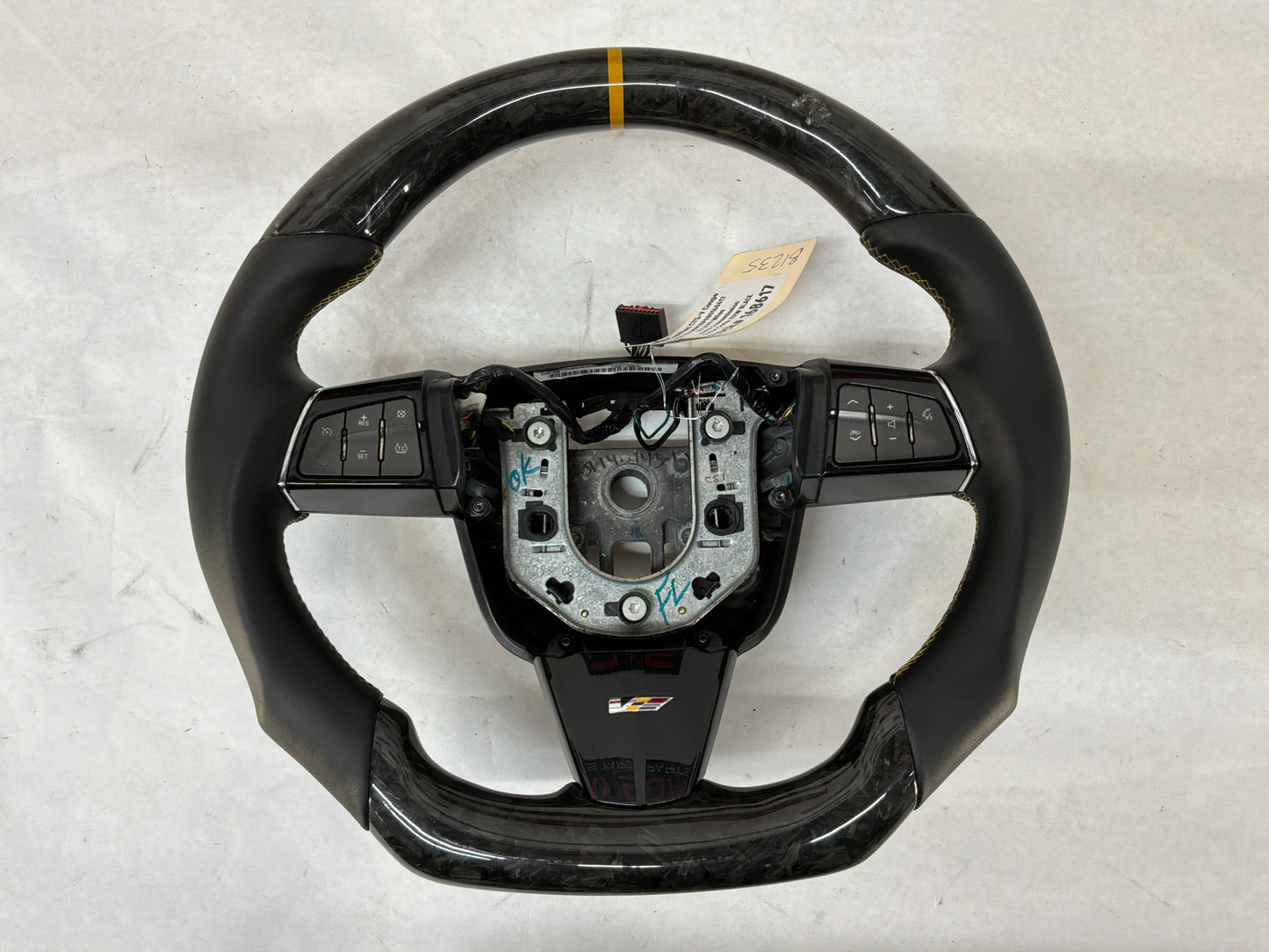 2011 Cadillac CTS-V Coupe Carbon Fiver Steering Wheel Black Leather w/ Saffron Stripe OEM