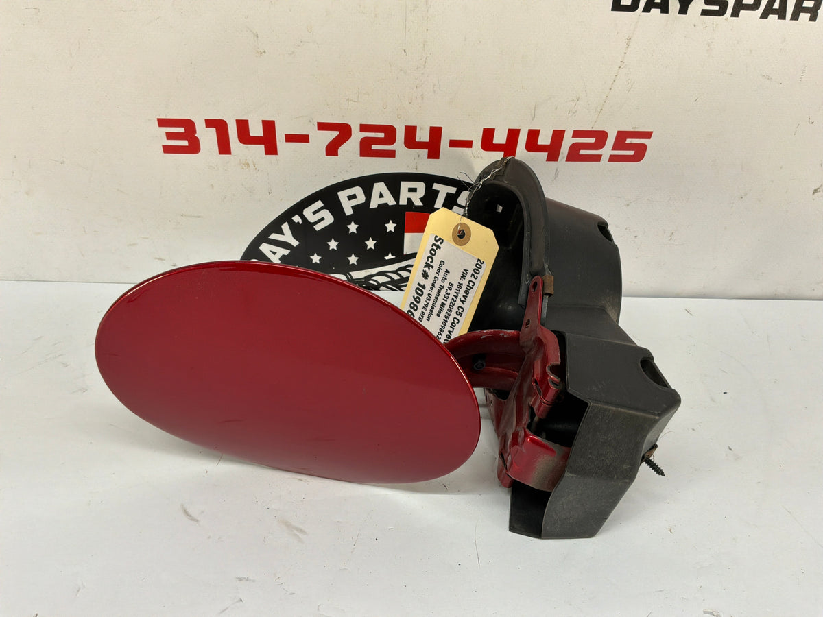 2002 Chevy C5 Corvette Complete Fuel Gas Door Lid Cover Assembly Red OEM