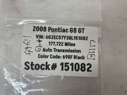 2008 Pontiac G8 GT Trunk Deck Lid License Plate Tag Lights Lamps Housings OEM