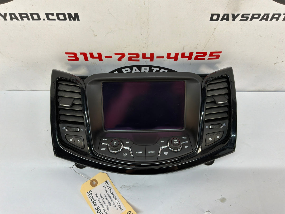 REPICTURE WITH THE RADIO B5487 2017 Chevy SS Sedan Navigation Display Radio CD Player Face Plate Screen Control Bezel Black Trim OEM - Day's Parts Yard
