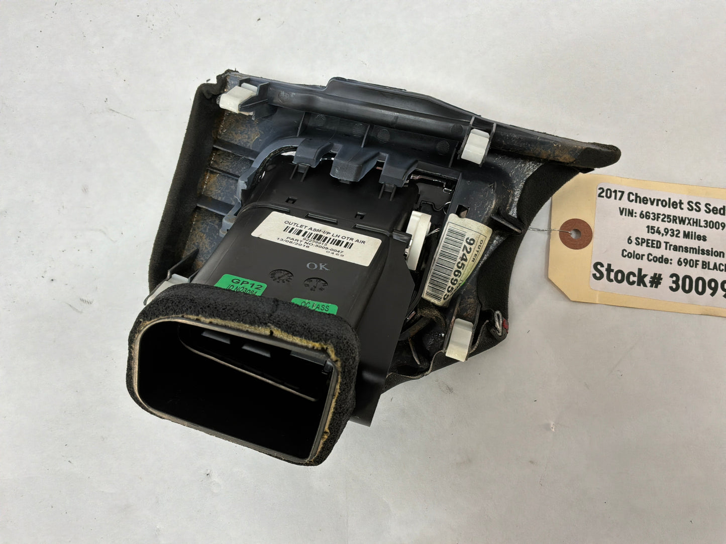 2017 Chevy SS Sedan LH Driver Suede Dash Vent Trim Panel OEM