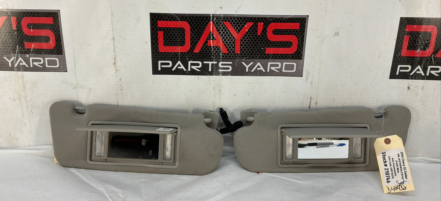2016 Chevy SS Sedan RH & LH Sunvisors Sun Visors w/ Clips OEM