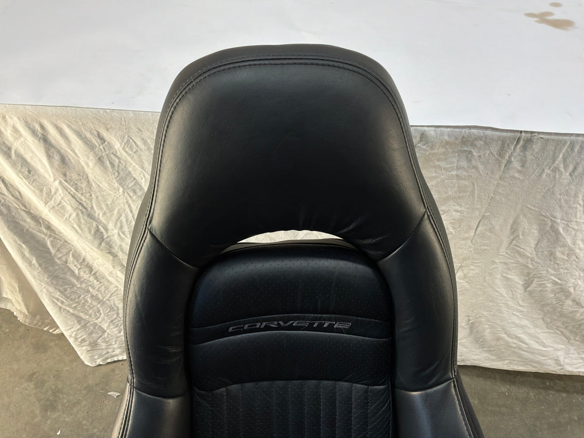 2002 Chevy C5 Corvette Convertible Seats RH & LH Front Black Leather Seats OEM