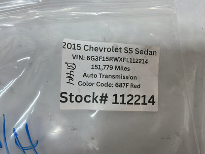 2015 Chevy SS Sedan Rear RH Passenger Interior Door Handle OEM