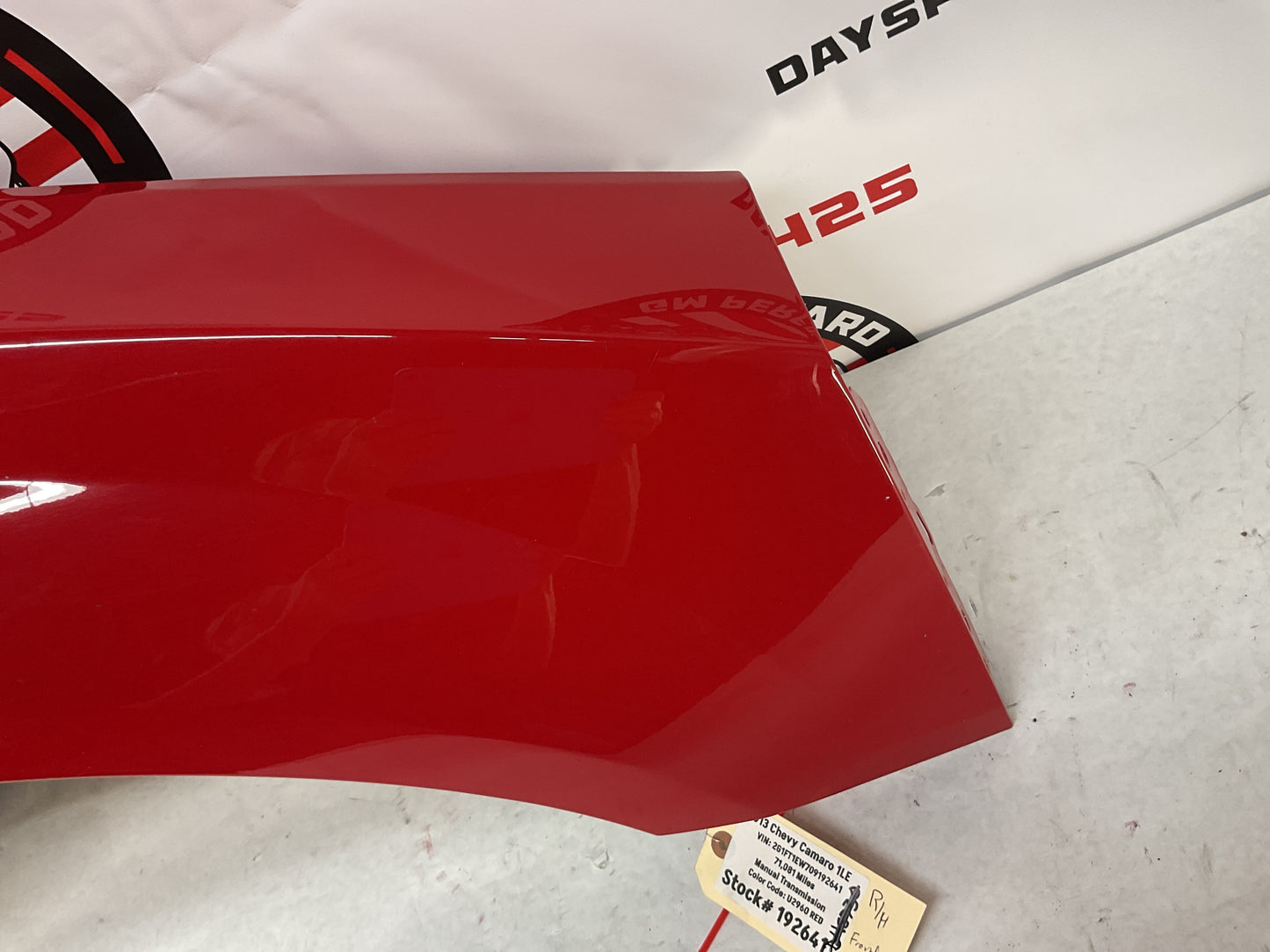 2013 Chevy Camaro 1LE RH Passenger Front Fender Red OEM