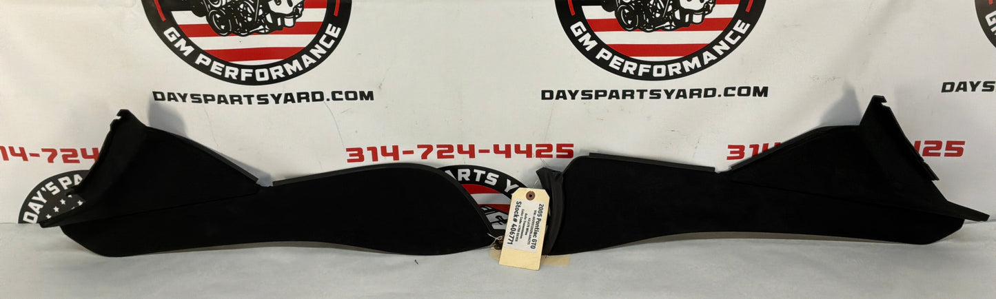 2005 Pontiac GTO RH & LH Console Interior Black Suede Trim Panels OEM