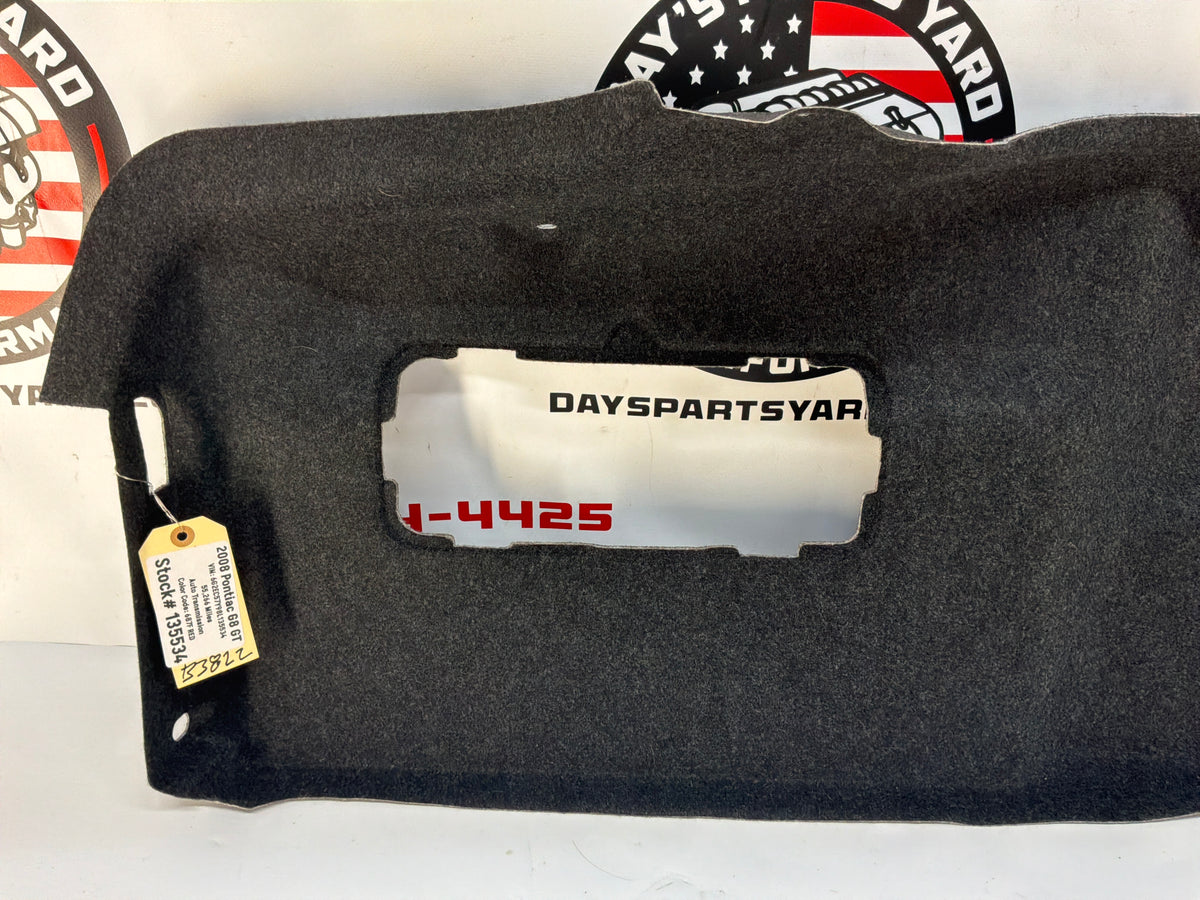 2008 Pontiac G8 GT LH Driver Interior Trunk Quarter Cargo Carpet Trim Panel Cover OEM