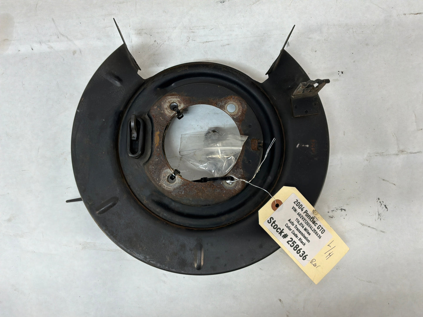 2004 Pontiac GTO LH Driver Rear Brake Caliper Hub Dust Shield OEM