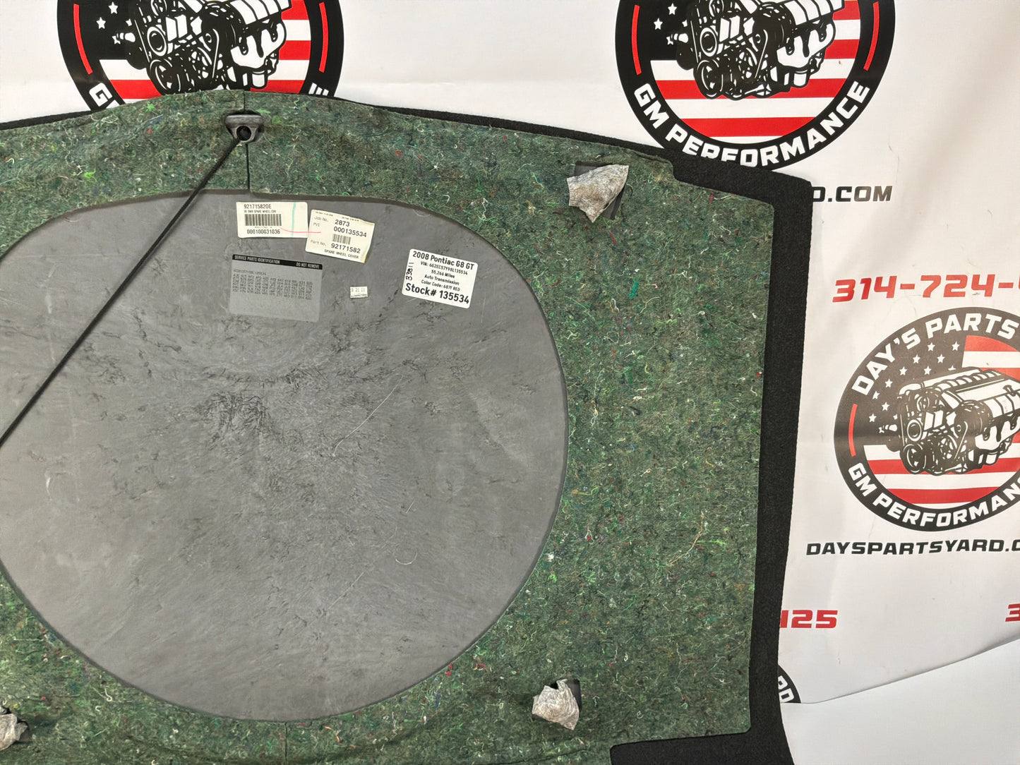 2008 Pontiac G8 GT Spare Tire Trunk Compartment Floor Carpet Mat Panel Cover OEM