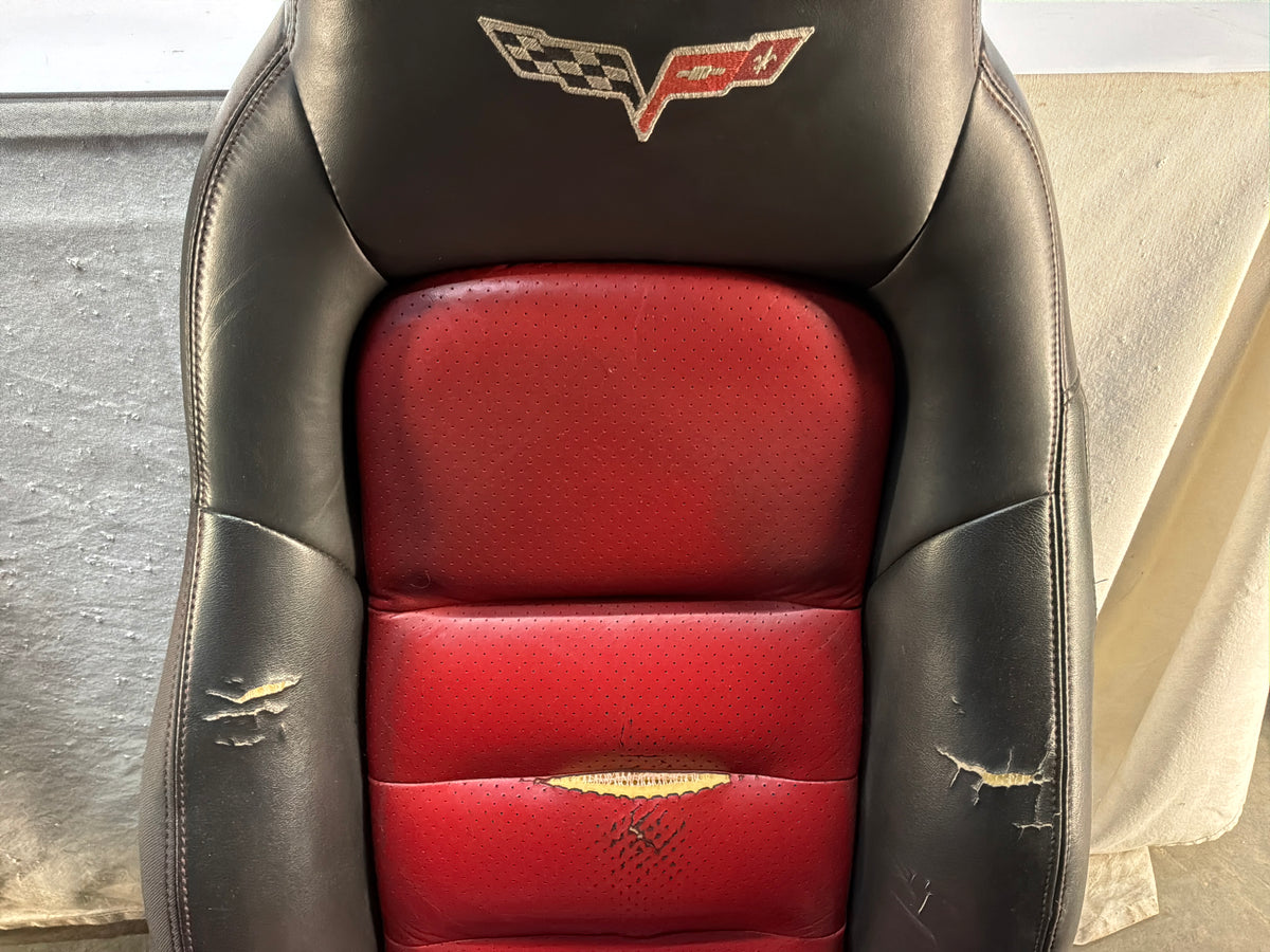 2007 Chevy C6 Corvette Convertible Seats RH & LH Front Seats OEM Red & Black