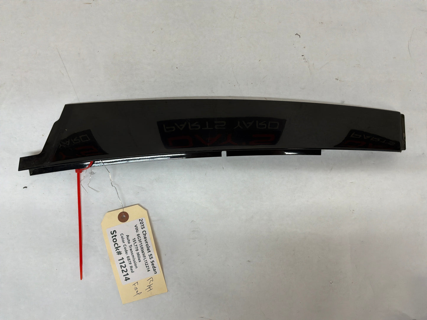 2015 Chevy SS Sedan Rear RH Passenger Door Front Pillar Post Trim Black OEM