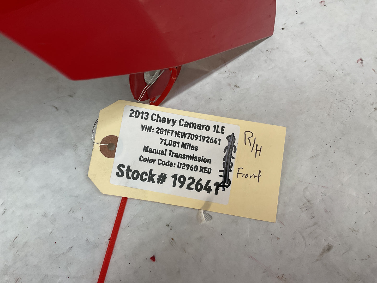 2013 Chevy Camaro 1LE RH Passenger Front Fender Red OEM