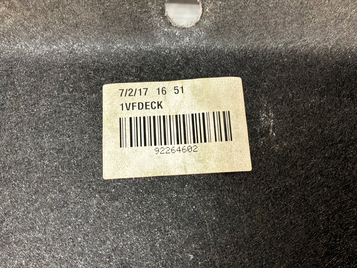 2017 Chevy SS Sedan Trunk Deck Lid Liner Carpet Felt Panel OEM
