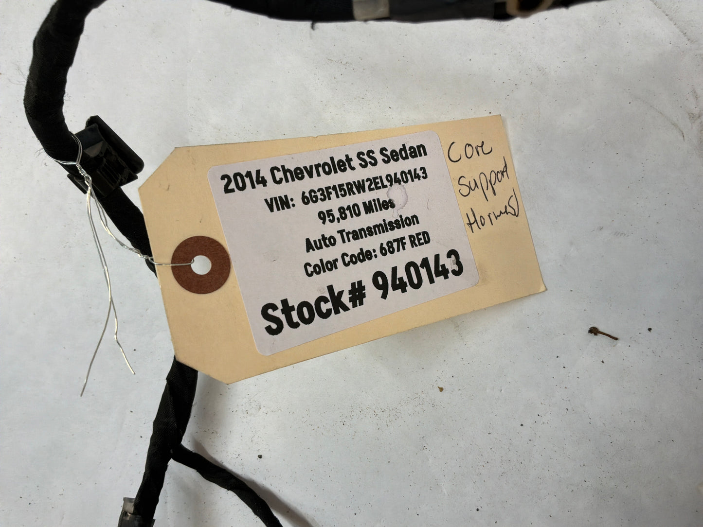 2014 Chevy SS Sedan Radiator Core Support Head Light Lamp Wiring Wire Harness OEM