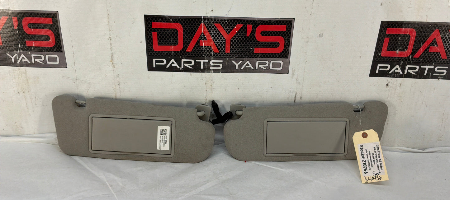 2016 Chevy SS Sedan RH & LH Sunvisors Sun Visors w/ Clips OEM