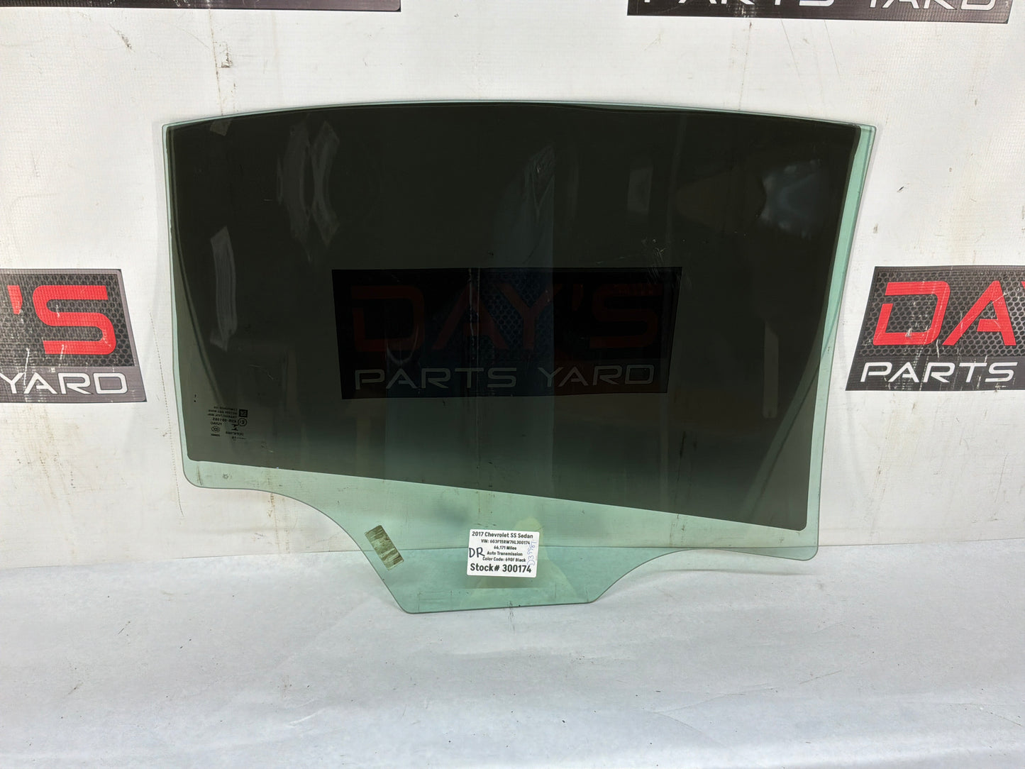 2017 Chevy SS Sedan LH Driver Rear Door Window Glass OEM