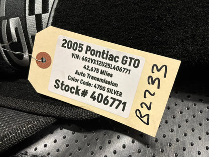 2005 Pontiac GTO Embroidered Front & Rear Floor Mats w/ Spare Tire Cover