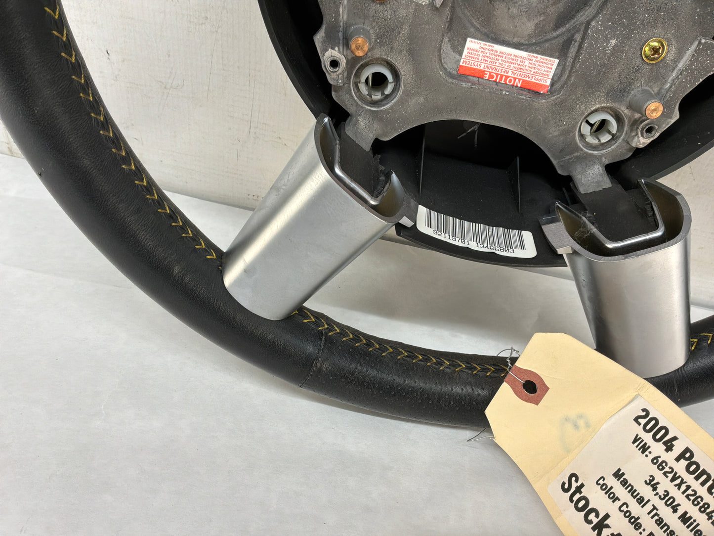 2004 Pontiac GTO Steering Wheel w/ Controls Yellow Stitching OEM - Day's Parts Yard
