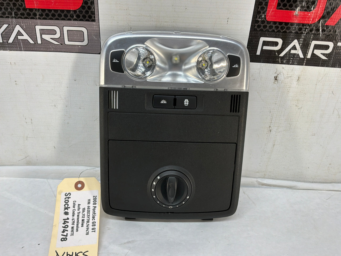 2008 Pontiac G8 GT Overhead Console Roof Dome Light Sunroof Switch Assembly OEM