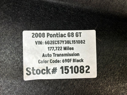 2008 Pontiac G8 GT Rear Seat Flip Down Ski Port Felt Carpet Cover OEM