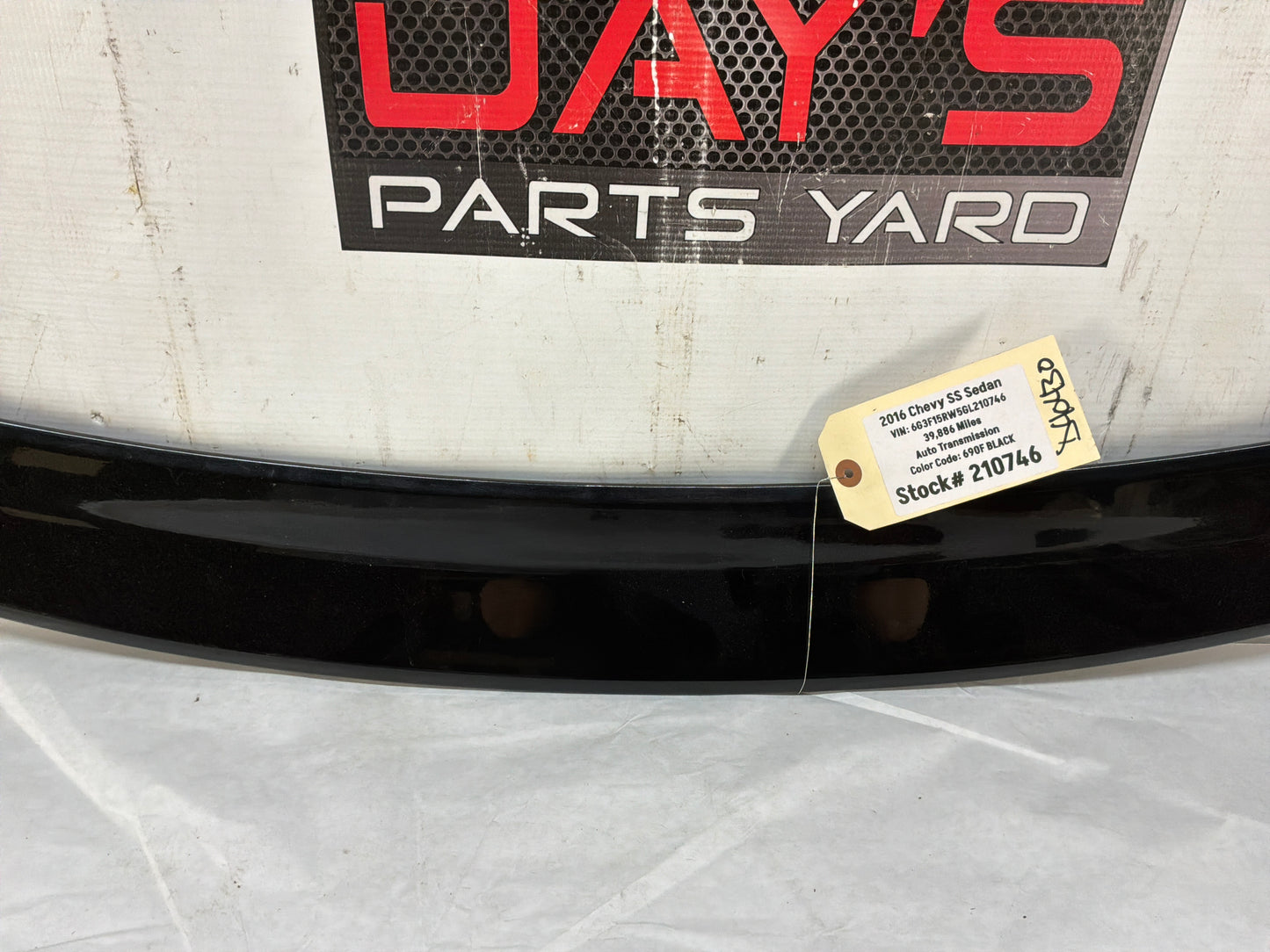 2016 Chevy SS Sedan Trunk Deck Lid Spoiler Wing Black OEM
