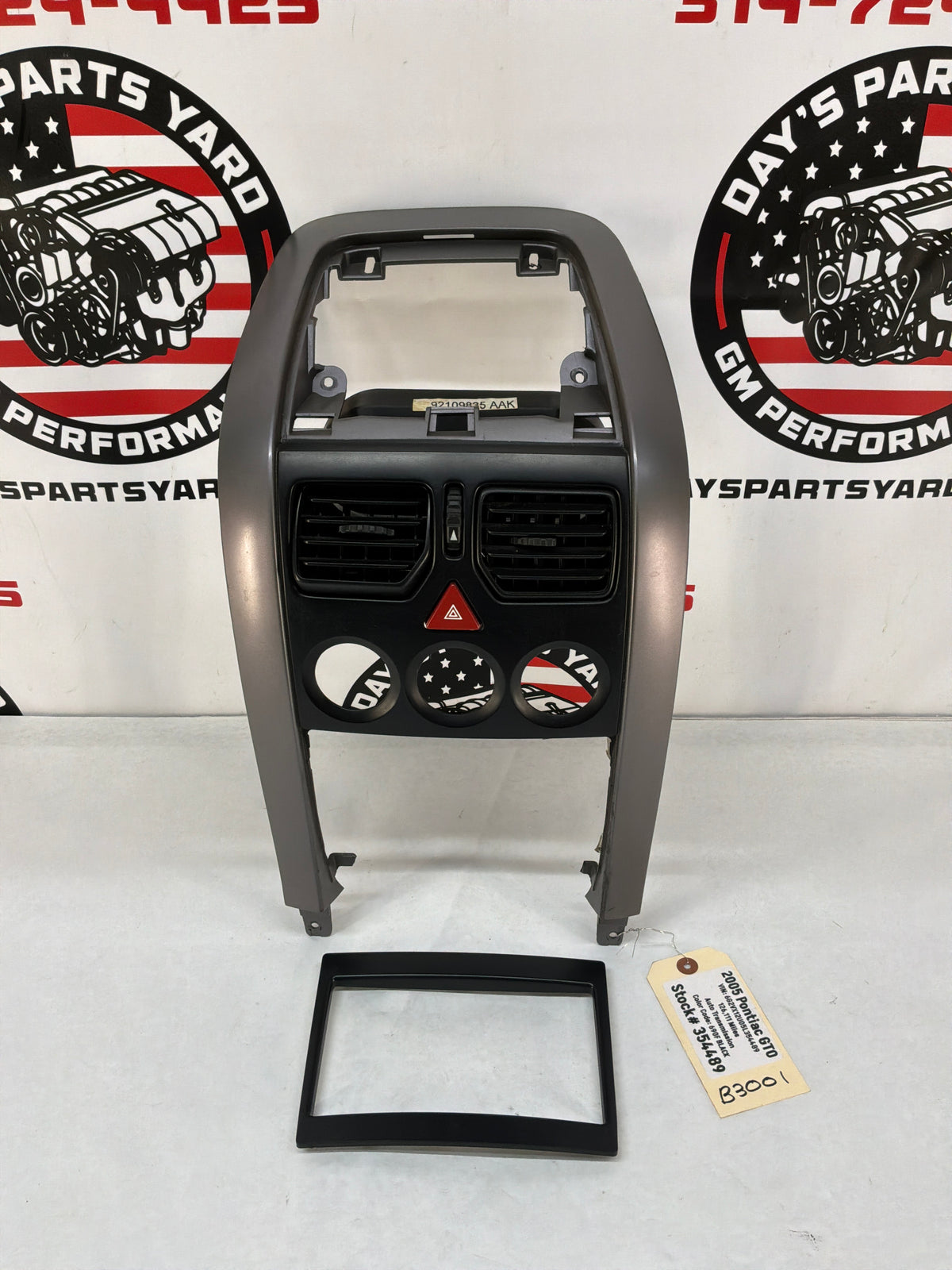 2005 Pontiac GTO Center Dash Radio HVAC Bezel Plate Panel Trim OEM