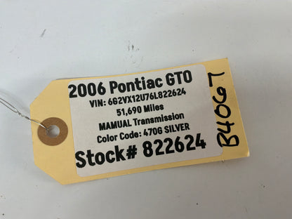 2006 Pontiac GTO Trunk Deck Lid Latch & Striker OEM