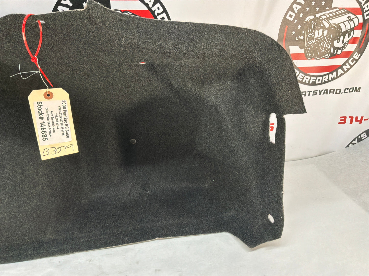 2008 Pontiac G8 GT RH Passenger Interior Trunk Quarter Cargo Carpet Trim Panel Cover OEM