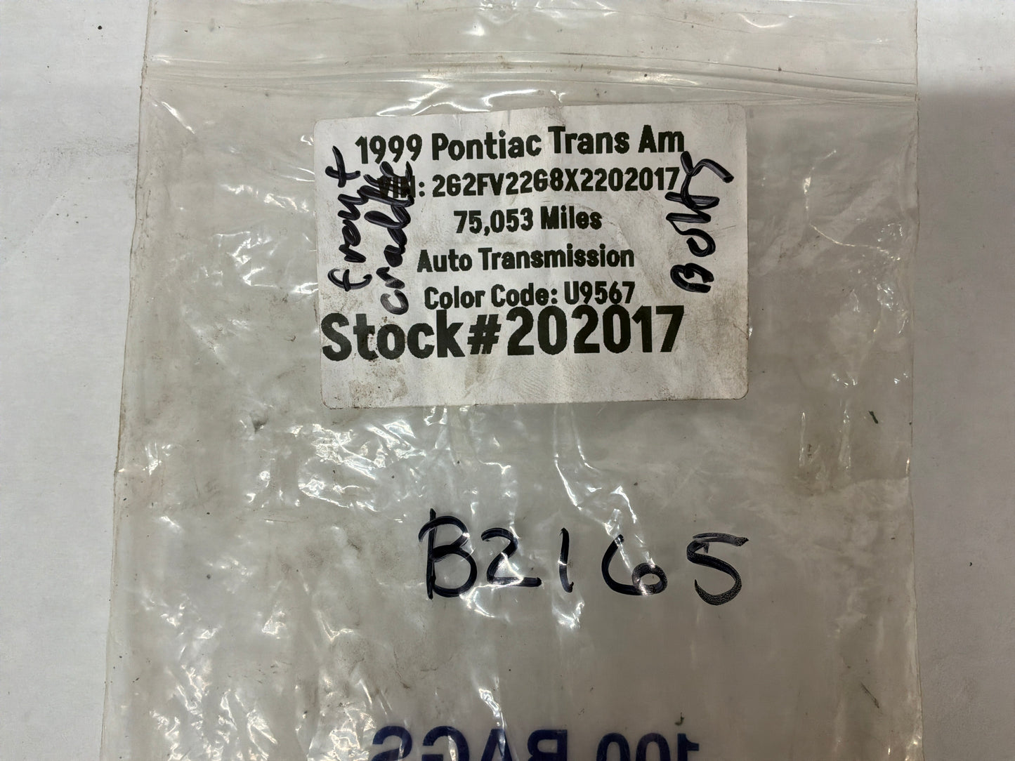 1999 Pontiac Trans Am WS6 Front Suspension Engine Cradle Sub Frame Bolts Hardware Set OEM
