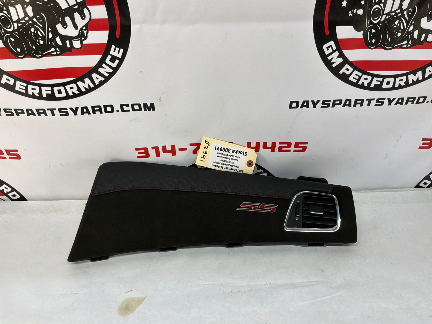 2017 Chevy SS Sedan RH Passenger Black Suede Dash Trim Panel Insert OEM