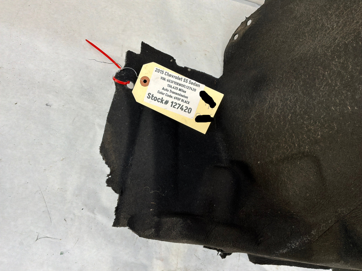2015 Chevy SS Sedan RH Passenger Front Fender Wheel Well House Liner OEM Damaged - Day's Parts Yard