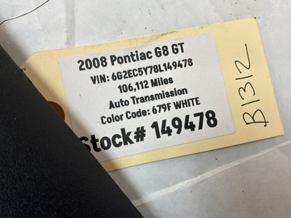 2008 Pontiac G8 GT RH Passenger Interior A Pillar Windshield Trim Panel OEM