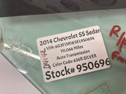 2014 Chevy SS Sedan RH Passenger Front Door Window Glass OEM