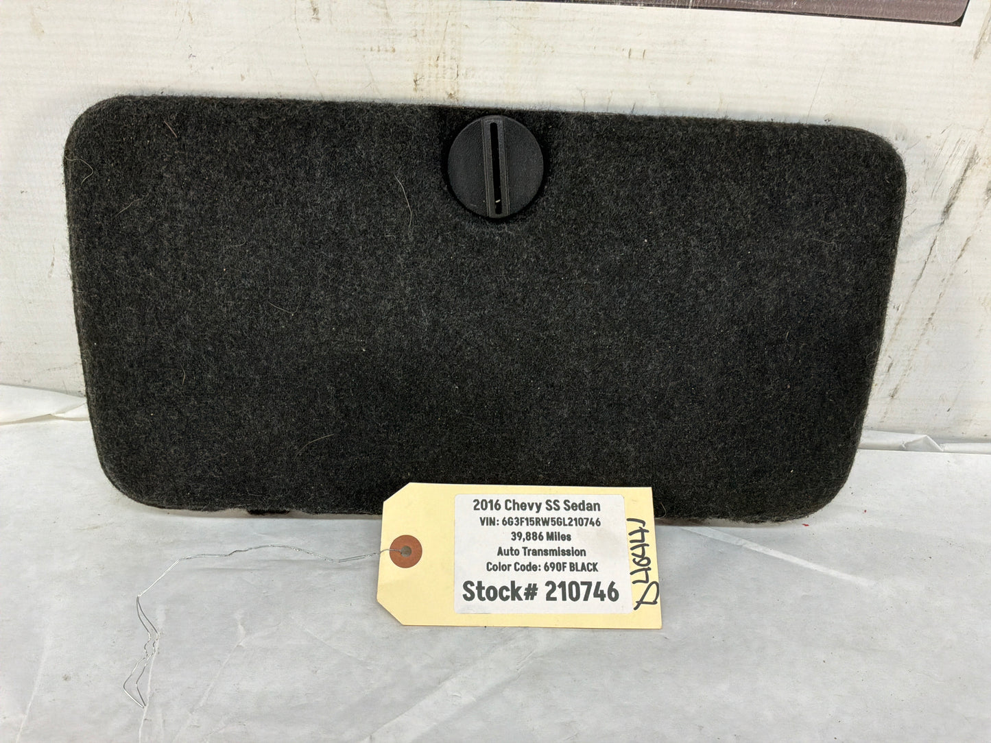 2016 SS Sedan Battery Stowage Access Hole Door Trim Felt Carpet OEM